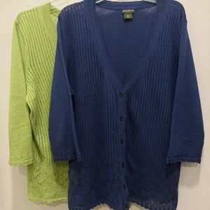 Pair of 2 Pretty Pointelle Cardigans, Size XL Petite